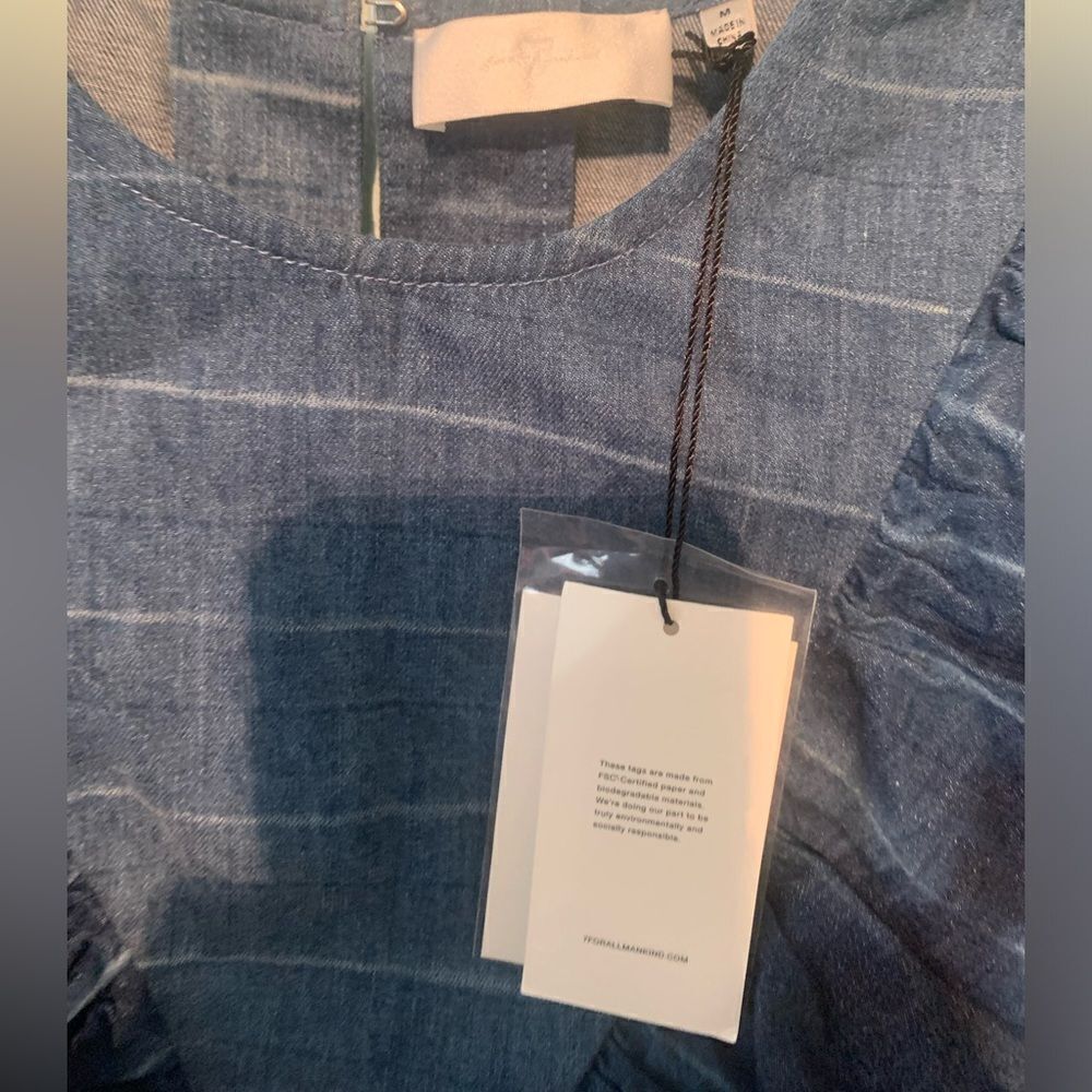 Seven by all Mankind medium denim ruffle crop top shirt blouse - Picture 7 of 8